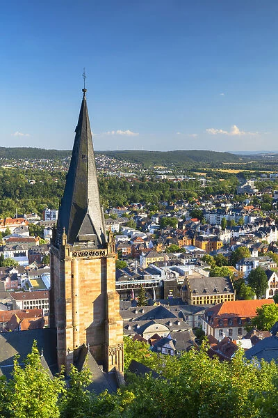 Lutheran Pfarrkirche and view of town, Marburg, Hesse, Germany