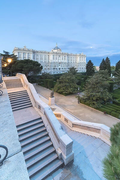 Royal Palace of Madrid (Palacio Real de Madrid) seen from Jardines De Sabatini, Spain