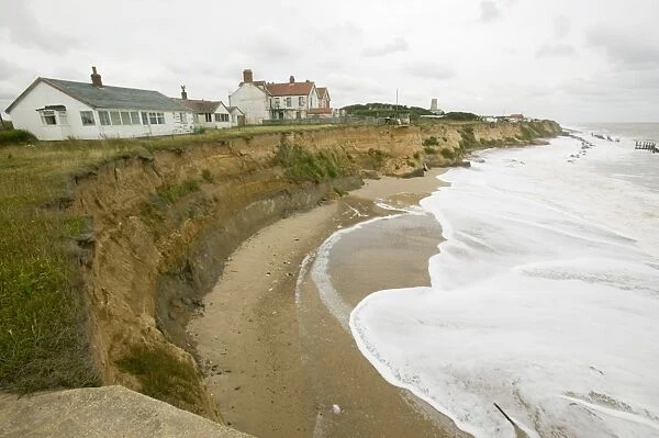 Happisburgh on the Norfolk Coast. This section of caost is the fastest eroding point in the uK and speeding up to to global warming induced sea level rise and increased stormy