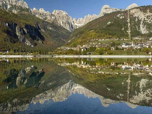 Molveno at lake Lago di Molveno in the Dolomiti di Brenta