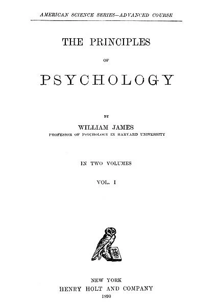 American philsopher and psychologist. Title page of the first edition of volume one of William Jamess Principles of Psychology, New York, 1890