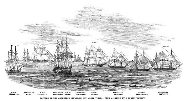 ARGENTINA: BLOCKADE, 1845. Argentinian ships captured off the coast of Montevideo