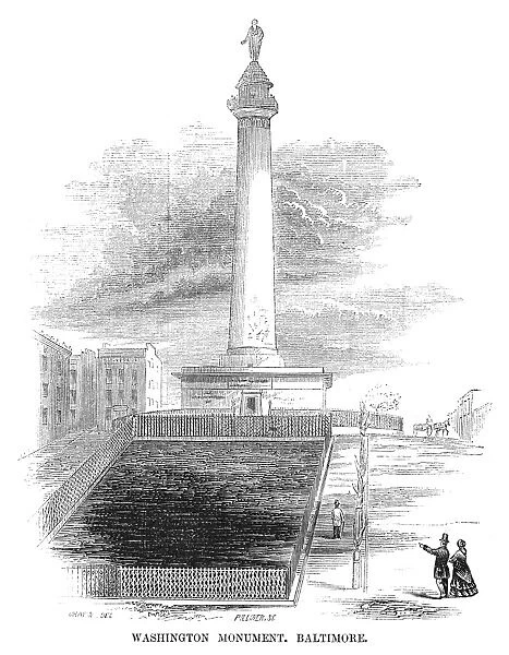 BALTIMORE: MONUMENT, 1853. The Washington Monument in Baltimore, Maryland. Engraving
