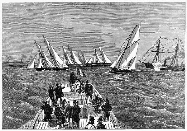 FRANCE: YACHT RACE, 1874. International yacht race from Le Havre, France. Line engraving, 1874