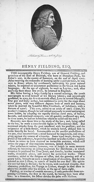 HENRY FIELDING (1707-1754). English novelist and playwright. Line engraving, English, 1795