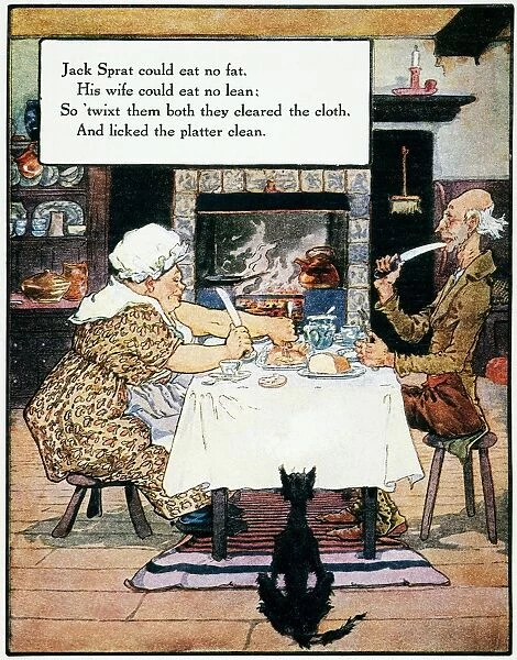 Jack Sprat and his Wife. Drawing by Frederick Richardson, 1915, for an edition of Mother Goose