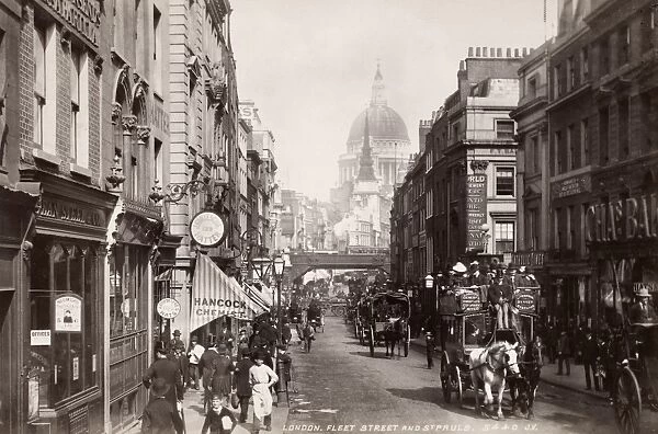 LONDON: FLEET STREET. St. Pauls Cathedral in the background, c1890