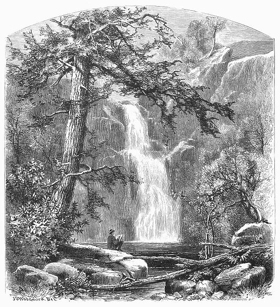 NEW YORK: WATERFALL, c1880. Stiles Falls, in the Adirondacks, New York. Line engraving, c1880