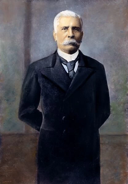 PORFIRIO DIAZ (1830-1915). Mexican general and statesman. Oil over a photograph, 1907