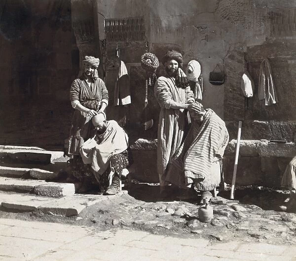 SAMARKAND: BARBER, c1910. Barbers in the Registan, which was the heart of ancient Samarkand