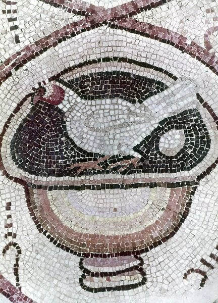 SYNAGOGUE, 6th CENTURY. Hen and egg. Detail from a floor mosaic in the synagogue of Ma on