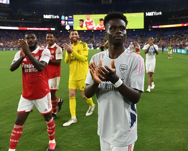 Arsenal's Bukayo Saka Celebrates Pre-Season Victory Over Everton with Baltimore Fans