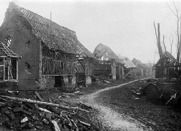 Street in Thilloy, near Bapaume, France, WW1