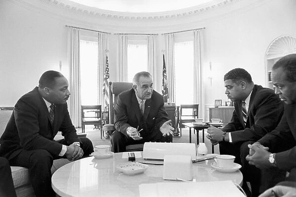 Lyndon Baines Johnson (1908-1973) 36th President of the United States in talks with