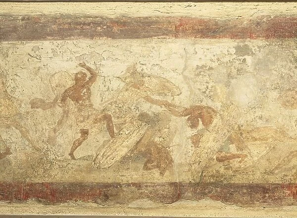 Rome, Tomb of Statilii on Esquiline, fresco depicting battle scene