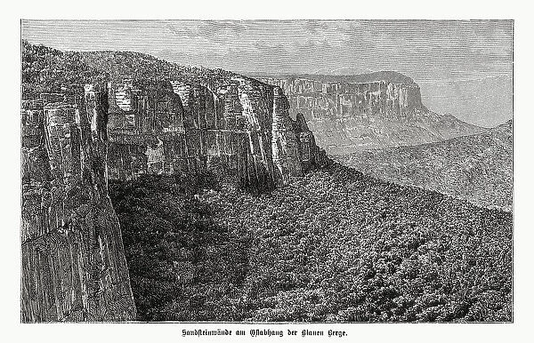 Blue Mountains, New South Wales, Australia, wood engraving, published 1899