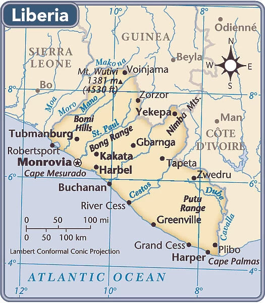 Liberia country map