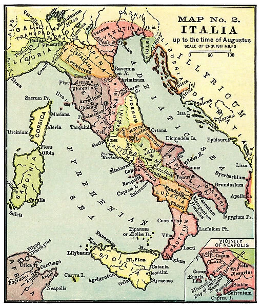 Map of Italy in the times of Augustus 1889
