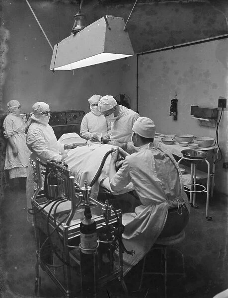 Gravesend Hospital in Kent. Operation underway in the theatre. 1939