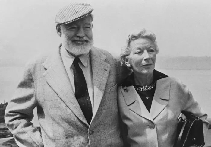 Framed Print : American writer Ernest Hemingway with his wife on board the Constitution