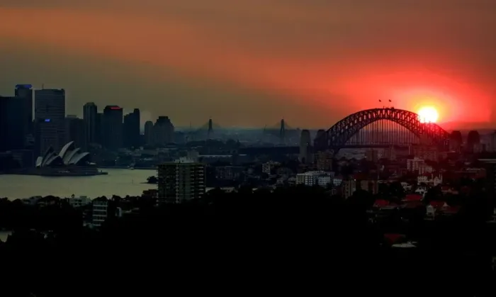 Framed Print : Australia-Fires-Sunset-2