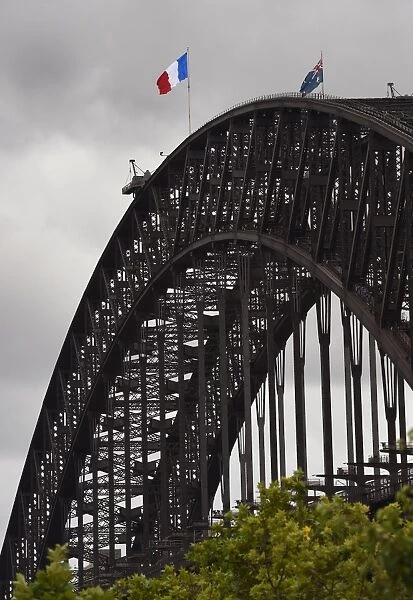 Australia-France. The French flag flies over the Sydney Harbour Bridge on November 15