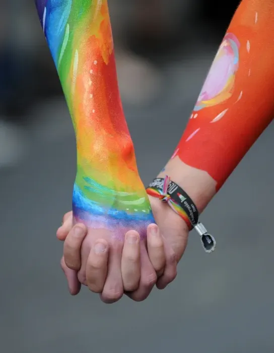 Framed Print : Austria-Rainbow Parade-Hand in Hand