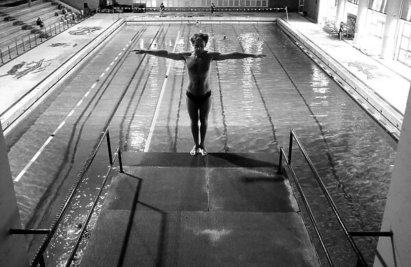 BLACK AND WHITE VERSION Italian diver Marco Fois, 52, trains at a swimming pool