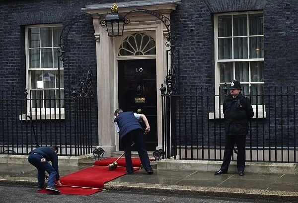 Britain-Eu-Us-Obama. A red carpet is prepared outside the front door of