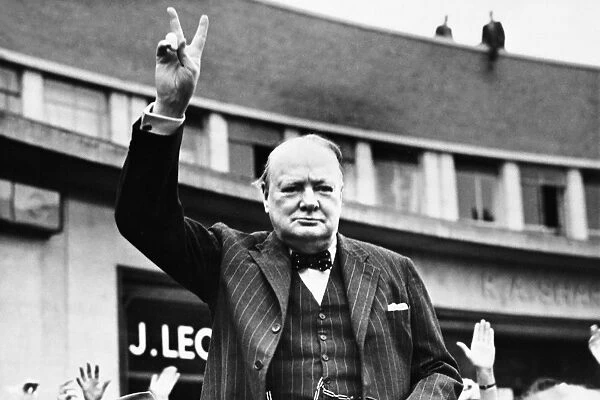 Churchill Making the V-for-Victory Sign