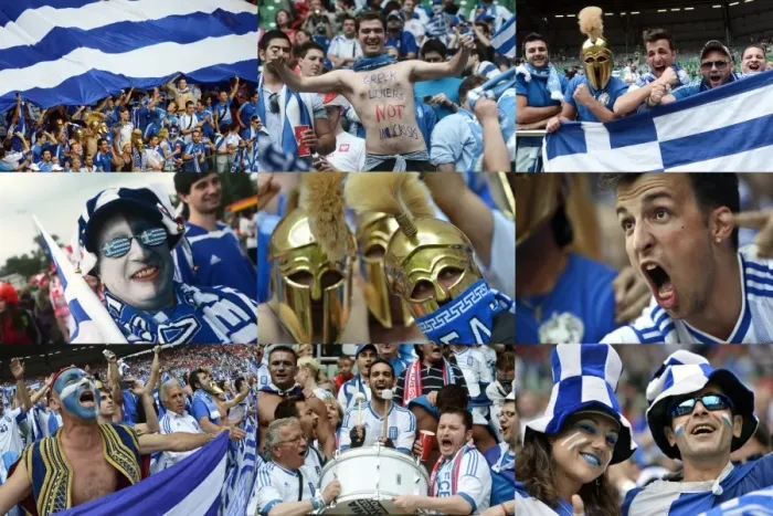 Framed Print : A combination of pictures taken in June 2012 shows Greek supporters during the Euro Framed Print : A combination of pictures taken in June 2012 shows Greek supporters during the Euro