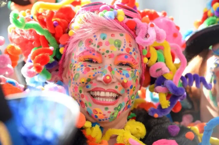 Framed Print : A costumed woman celebrates the street carnival in Duesseldorf, western Germany on February 27