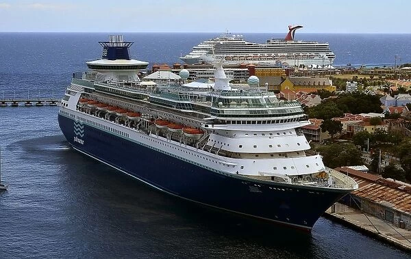 Curacao-Tourism. Cruise ships in the Port of Willenstad, Curacao on August 29, 2013
