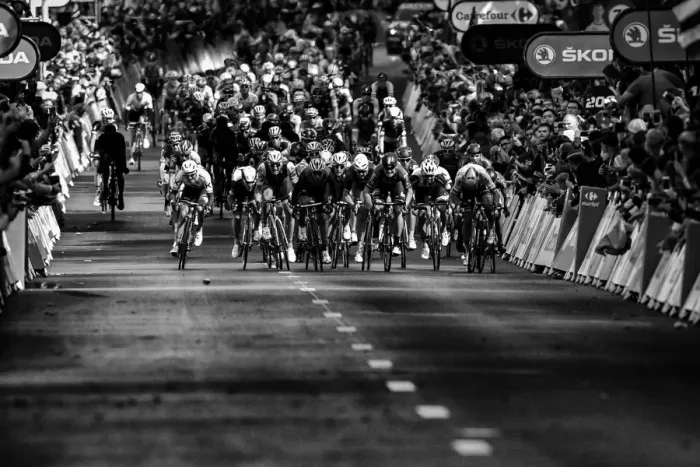 Framed Print : Cycling-Fra-Ger-Bel-Tdf2017-Line-Black and White