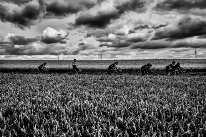 Framed Print : Cycling-Fra-Ger-Tdf2017-Training-Black and White