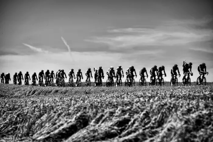 Framed Print : Cycling-Fra-Tdf2017-Pack-Postcard-Black and White Framed Print : Cycling-Fra-Tdf2017-Pack-Postcard-Black and White