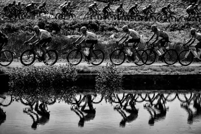 Framed Print : Cycling-Fra-Tdf2017-Pack-Postcard-Black and White Framed Print : Cycling-Fra-Tdf2017-Pack-Postcard-Black and White