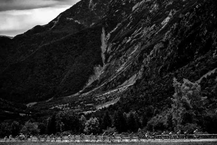 Framed Print : Cycling-Fra-Tdf2017-Pack-Postcard-Black and White Framed Print : Cycling-Fra-Tdf2017-Pack-Postcard-Black and White
