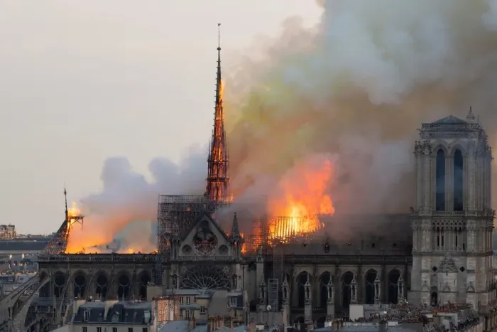 Framed Print : France-Fire-Notre Dame