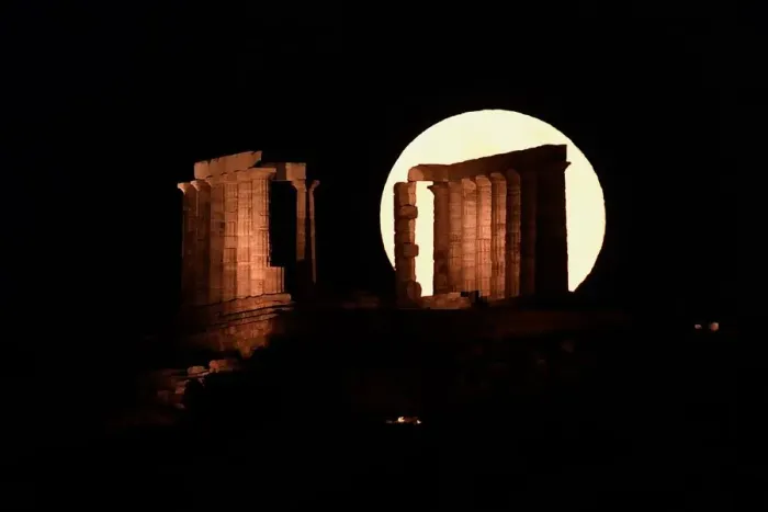 Framed Print : Greece-Full-Moon Framed Print : Greece-Full-Moon