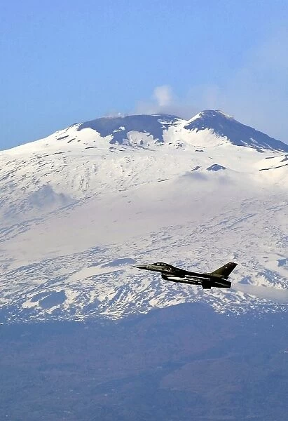 Italy-Etna-F16. One of the six F16 fighter planes