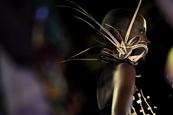 Kenya-Fashion. A model displays a student creation during a fashion show
