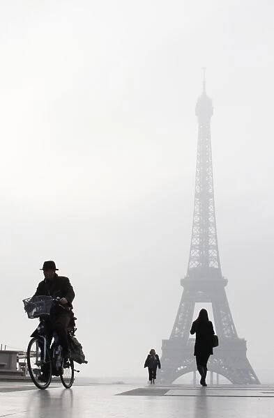 Man Rides a Bicycle Esplanade Du Trocadero