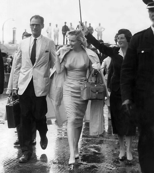 Marilyn Monroe and Arthur Miller Arrive at London Airport