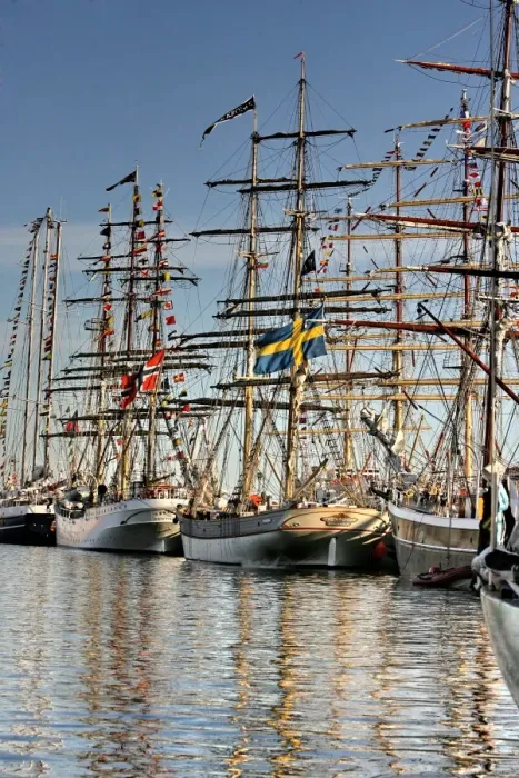 Framed Print : People look at ships docked at the Lithuanian Baltic Sea port of Klaipeda on August 2