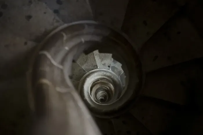 Framed Print : Picture shows the spiral staircase of the Passion facades bell tower (Western Framed Print : Picture shows the spiral staircase of the Passion facades bell tower (Western