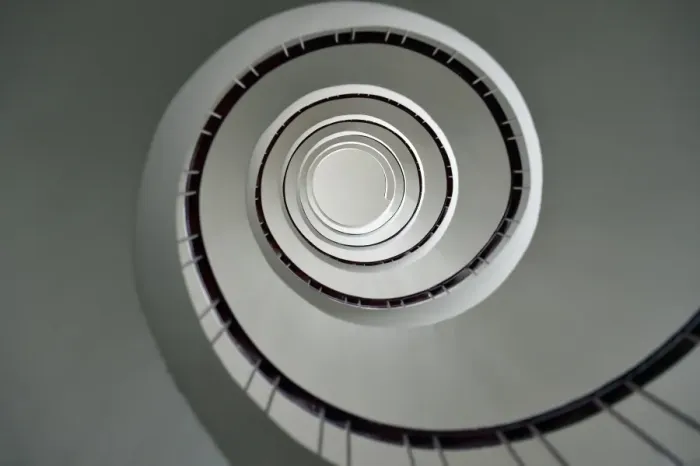 Framed Print : A picture taken on February 24, 2016 shows a spiral staircase in Nantes, western France