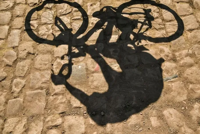 Framed Print : Riders Shadow, Tour de France 2018