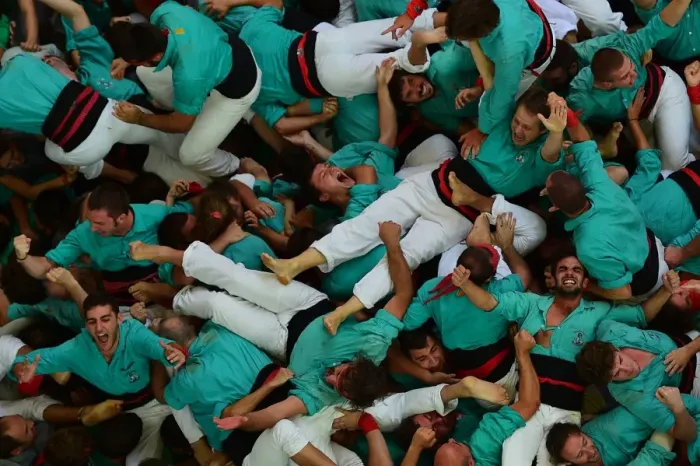 Framed Print : Spain-Catalonia-Human-Towers-Castellers Framed Print : Spain-Catalonia-Human-Towers-Castellers