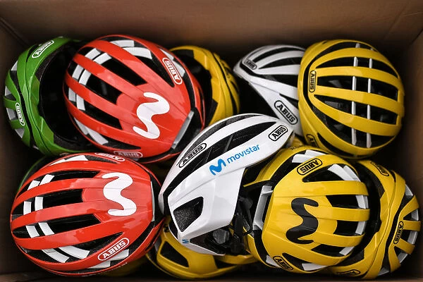 Spains Movistar cycling team helmets